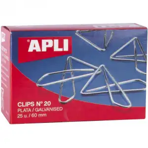 Apli Caja 25 Clips Mariposa Nro 20 Plata
