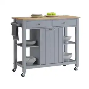 Carrito De Cocina Haley 2 Cajones 105x45x87 Cm Color Gris Venta-unica