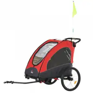 Homcom Remolque Infantil para Bicicleta 2 Plazas Rojo/Negro