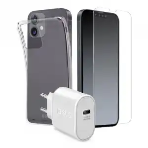 SBS KIT31IP1361 Pack Cargador + Funda + Cristal Templado para iPhone 13