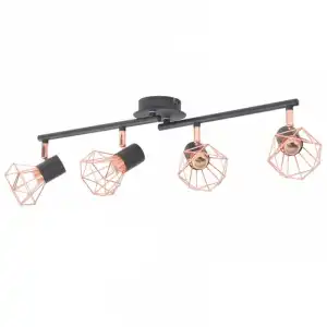 VidaXL Lámpara de Techo Industrial 4xE14 Negra/Cobre