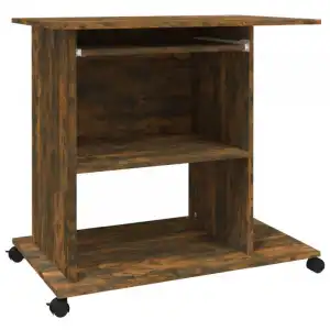 Vidaxl Escritorio De Madera Contrachapada Roble Ahumado 80x50x75 Cm