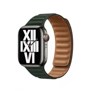 Correa de eslabones de piel Apple Verde secuoya para Apple Watch 41 mm