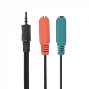 Gembird Cable de Audio Jack 3.5mm a 2x Jack 3.5mm Macho/Hembra 20cm Negro