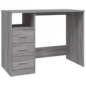 Vidaxl Escritorio Con Cajones Contrachapada Gris Sonoma 102x50x76 Cm