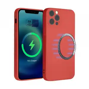 Icoveri Funda Magnética de Silicona Roja para iPhone 12 Pro