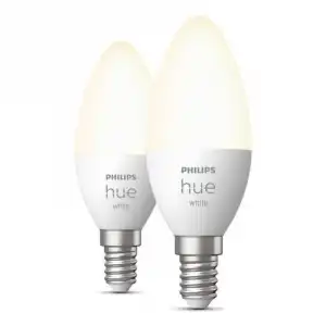 Philips Hue White Pack 2 Bombillas LED Inteligentes Vela E14 5.5W Luz Blanca Cálida