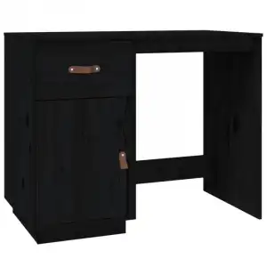 Vidaxl Escritorio De Madera Maciza De Pino Negro 95x50x75 Cm