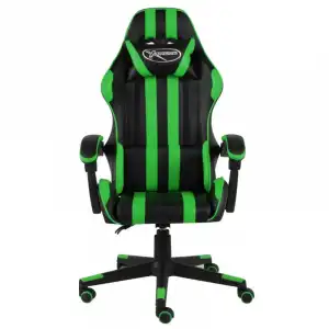 VidaXL Silla Gaming de Cuero Sintético Negro/Verde