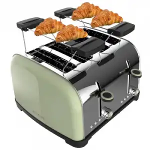 Cecotec Toastin' time 1700 Double Green Tostadora 4 Rebanadas Cortas y Soporte de Panecillos Verde