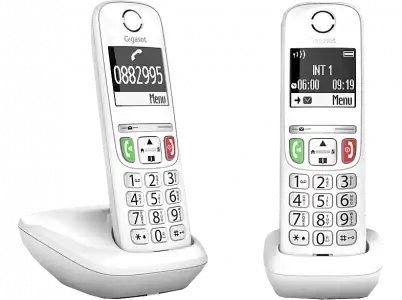 Teléfono - GIGASET E270, Duo, 100 contactos, Bloqueo de números, Compatible con ayudas auditivas, Blanco