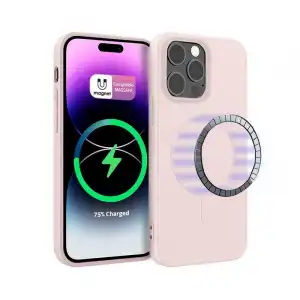 Icoveri Funda Silicona con Círculo Magnético Rosa para iPhone 15 Pro