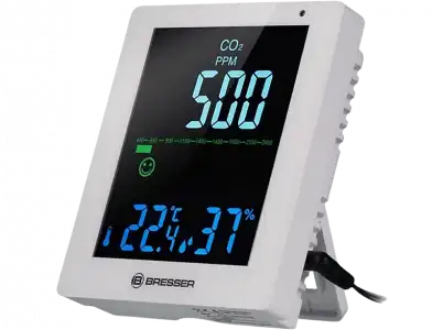 Medidor de CO2 - Bresser Smile CO2, Detección humedad, Temperatura, De 0° a +50°C, Blanco
