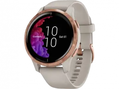 Smartwatch - Garmin Venu, AMOLED, Resistente al agua, 1.2", GPS, Bluetooth, WiFi, Beige/Gold Rose
