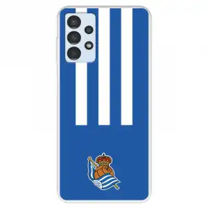 Funda para Samsung Galaxy A13 4G del Real Sociedad de Fútbol Real Rayas Verticales - Licencia Oficial Real Sociedad de