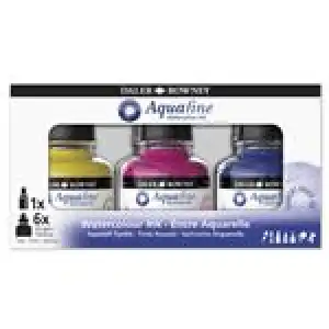 Set 6 tintas de acuarela Daler Rowney Aquafine Intro 29,5ml + 1 rotulador rellenable FW