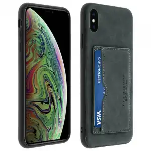 Avizar Funda Trasera de Silicona/Piel Sintética Gris Efecto Vintage para Apple iPhone XS Max