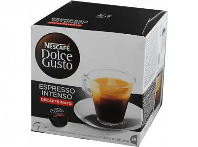 Cápsulas monodosis - Dolce Gusto Espresso Intenso Decaffeinato, Pack de 16 cápsulas para tazas