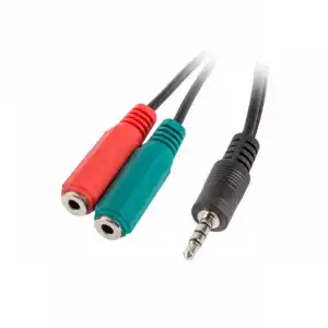 Lanberg Adaptador Jack 3.5mm a 2xJack 3.5mm Macho/Hembra 20cm Negro