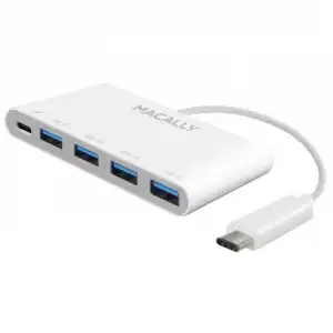 Macally UC3HUB4C Adaptador USB-C 3.1 a 4 Puertos USB-A y 1 Puerto de Carga USB-C