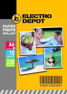 Papel fotográfico A6 ELECTRO DEPOT Paquete 15 hojas