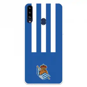 Funda Para Samsung Galaxy A20s Del Real Sociedad De Fútbol Real Rayas Verticales - Licencia Oficial Real Sociedad De Fú
