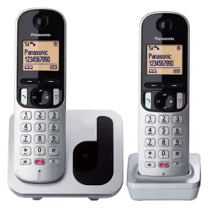 Panasonic - Teléfono inalámbrico dúo Panasonic Dect KX-TGC252SPS plata / negro (Reacondicionado a estrenar).