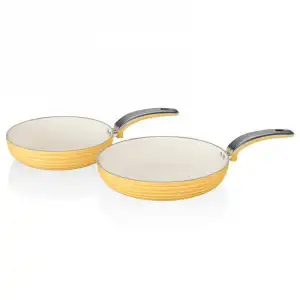 Swan Retro Set 2 Sartenes de Aluminio Prensado 20/28cm Amarillo