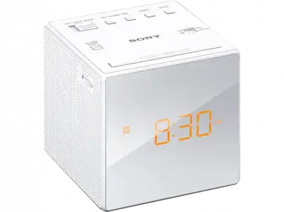 Despertador - Sony ICF-C1W, Radio AM/FM, Alarma, Batería de reseva, Blanco