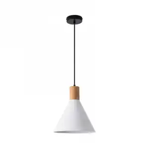 Efectoled Lámpara Colgante De Metal Y Madera Arbat Blanco