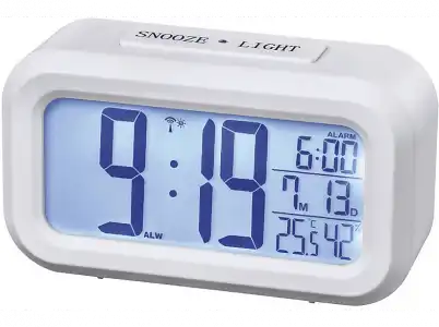 Reloj despertador - Hama RC 660, Digital, Higrómetro, Luz nocturna, Repetición, Termómetro, Blanco