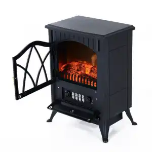 Homcom Chimenea Eléctrica Móvil Negra 1800W