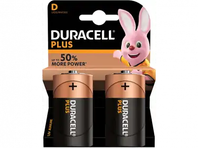 Pilas D - Duracell Plus Power, 2 Ud