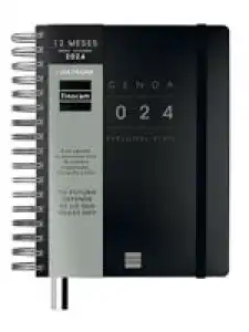 Agenda anual 2024 Finocam A5 Tempus 1/4 día por página Negro