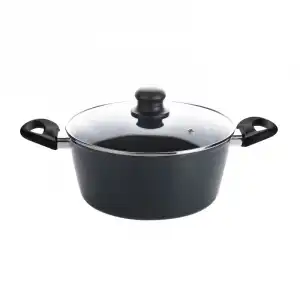 Italian Design Premium Cookgin Pan Cazuela Antiadherente con Tapa 24cm Negra