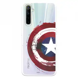 Funda Para Realme 6 Oficial De Marvel Capitán América Escudo Transparente - Marvel