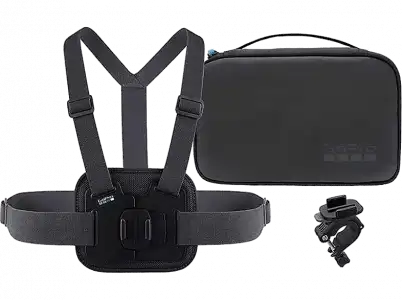 Kit accesorios cámara deportiva - GoPro AKTAC-001, Soporte para pecho y soporte manillar, Negro