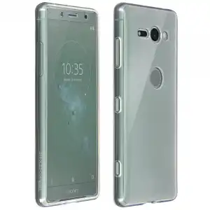 Avizar Funda Silicona Transparente + Cristal Templado para Sony Xperia XZ2 Compact
