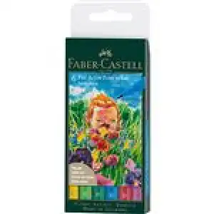 Estuche con 6 rotuladores Faber-Castell Pitt Artist Pens Brush Springtime