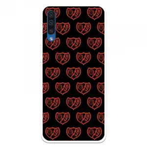 Funda Para Samsung Galaxy A50 Del Rayo Vallecano Escudo Patrón Fondo Negro - Licencia Oficial Rayo Vallecano