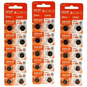 Maxell LR43 Pilas Alcalinas 1.5V 30 Unidades