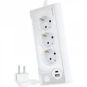 Nanocable Regleta de Sobremesa con Interruptor 3 Tomas Schuko + 2 USB 1.5m