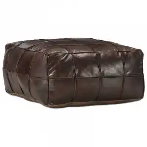 vidaXL Puf marrón oscuro 60x60x30 cm cuero auténtico de cabra