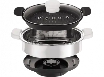 Accesorio vaporera - Moulinex XF384B10, 3.7 L, 2 Niveles de cocción, Compatible con robot Cuisine Companion XF3848, Blanco