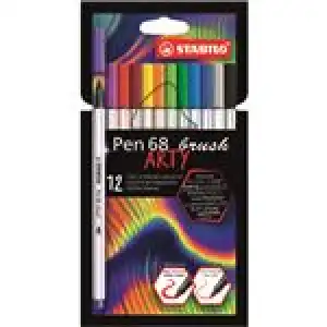 Estuche 12 rotuladores STABILO Pen 68 premium punta de pincel ARTY