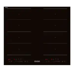 Placa De Inducción Svan Svi623fz 7400w 4 Zonas Doble Flexizone Negro 59 Cm