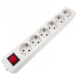 Bematik Base 6 Tomas Schuko con Interruptor 16A 250V 3680W Blanca