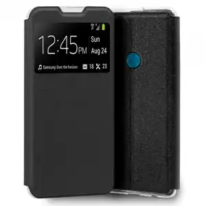 Cool Funda Flip Cover Liso Negro para Alcatel 1SE (2020)