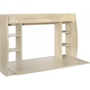 ML Design Escritorio de Pared Madera con Taburete Negro Mesa de Estudio para PC 110x75x48 cm