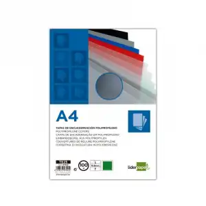 Tapa Encuadernacion Liderpapel Polipropileno A4 0.5mm Verde Opaco Paquete De 100 Unidades
